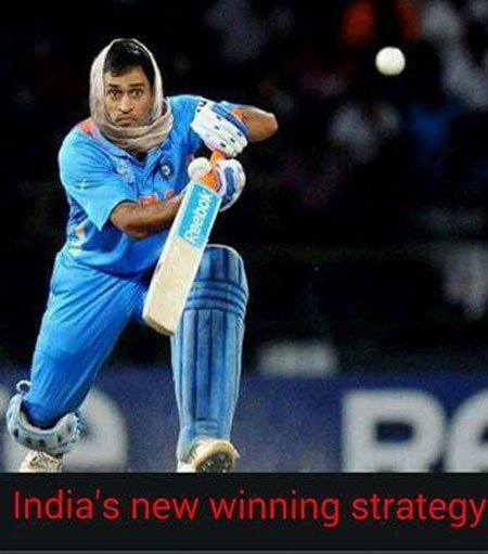 India's New Winning Strategy Dhoni Playing Cricket Funny Meme Picture